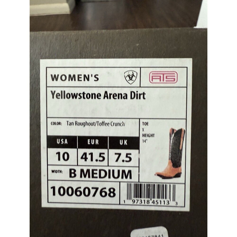 ARIAT Women's Yellowstone Arena Dirt Boot Tan/Toffee Crunch Leather Cowgirl 10 B - Picture 8 of 9